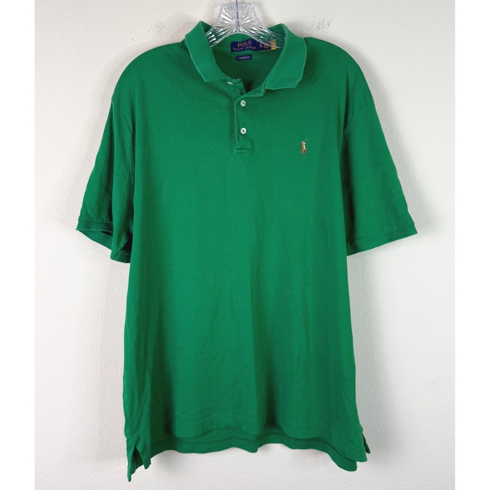 Polo Ralph Lauren Polo Shirt Mens XL Green Classic Fit Short Sleeve Pony Logo